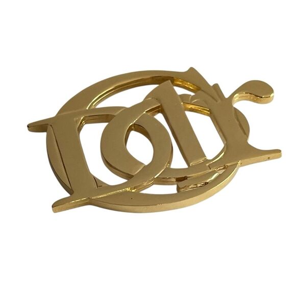 Christian Dior Gold Tone CD Logo Brooch Pin Vintage Designer Statement Jewelry - Picture 3 of 11